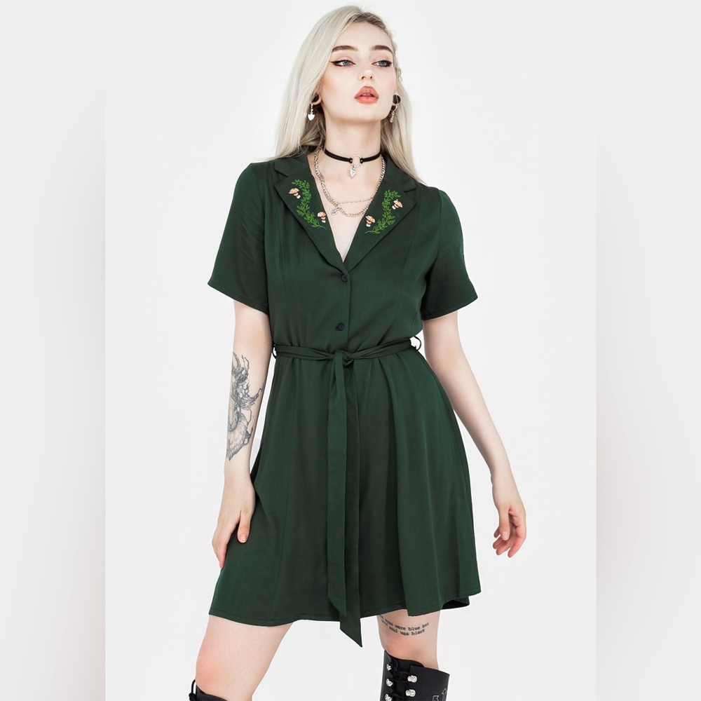 Disturbia Fable Button Up Mini Shirt Dress US 8 / UK 12 - Picture 2 of 11